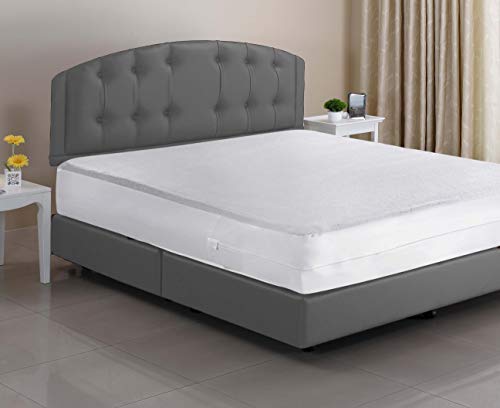  Zippered Mattress Encasement - Waterproof, Breathable, Noiseless, Machine Washable, Soft Terry Top For Comfortable Night Sleep. (Queen)