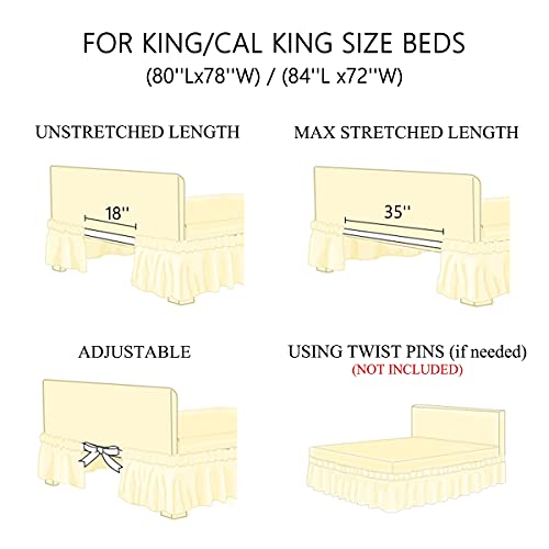  Bed Skirt King Size White Elastic Dust Ruffle Three Side Wrap Around Dust Ruffled White Skirts Easy Fit Wrinkle And Fade Resistant For King/Cal King Size Beds 15 Inch Drop