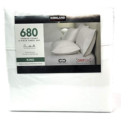  White 680 Thread Count Kirkland Sheet Set 6 Piece Deep Pockets