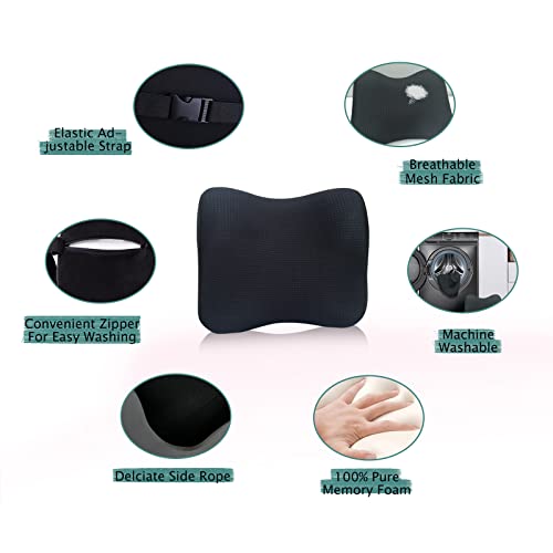 Super Fit Car Headrest Pillow, Car Pillow For Driving With Adjustable Strap, 100% Memory Foam Neck Pillow, Breathable Removable Cover & Ergonomic Design - Softness Travel Car Neck Pillow(Black, 1P)