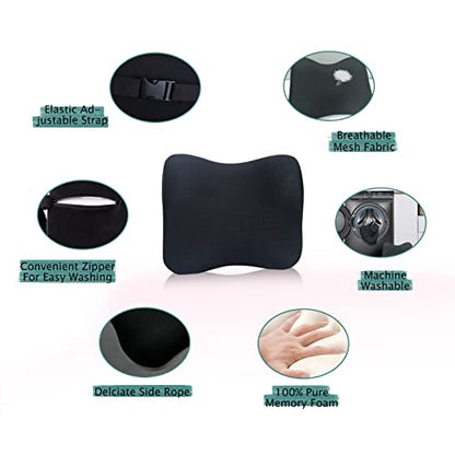  Super Fit Car Headrest Pillow, Car Pillow For Driving With Adjustable Strap, 100% Memory Foam Neck Pillow, Breathable Removable Cover & Ergonomic Design - Softness Travel Car Neck Pillow(Black, 1P)