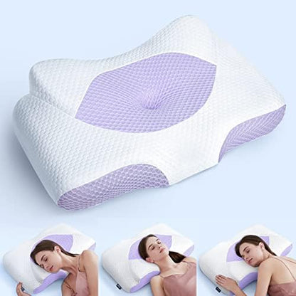  Famedio Adjustable Cervical Pillow For Neck Pain Relief, Hollow Contour Memory Foam Pillows Plus Support, Odorless Orthopedic Bed Pillows For Sleeping, Shoulder Pillow For Side Back Stomach Sleeper