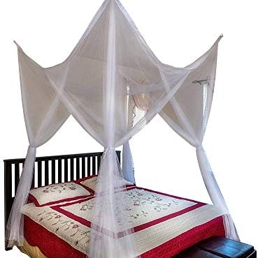  OctoRose 4 Poster Bed Canopy Netting Functional Mosquito Net, Red