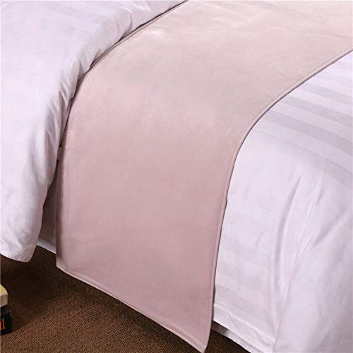  MaiYu-MY Luxury Velvet Solid Bed Runner Scarf Protector Slipcover Bed Decorative Scarf For Bedroom Hotel Wedding Room (Pink,50x260cm For 2.0m Bed)