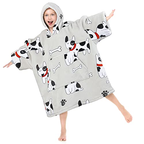  Narecte Kids Blanket Hoodie For Girls,Premium Sherpa Oversized Hoodie Blanket For Kids,Cozy And Big Wearable Blanket Hoodie Best Top Birthday Gifts For Teen Year Old Boy Gift Ideas Dog