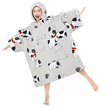  Narecte Kids Blanket Hoodie For Girls,Premium Sherpa Oversized Hoodie Blanket For Kids,Cozy And Big Wearable Blanket Hoodie Best Top Birthday Gifts For Teen Year Old Boy Gift Ideas Dog