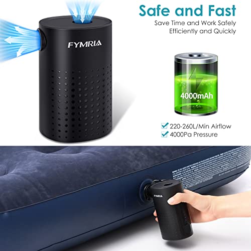  Electric Air Pump, Portable Quick-Fill Air Pump With 3 Nozzles, USB 4000mAh Battery Rechargeable Inflator Deflator Pump For Air Mattress Bed, Swimming Ring, Inflatable Pool Toys
