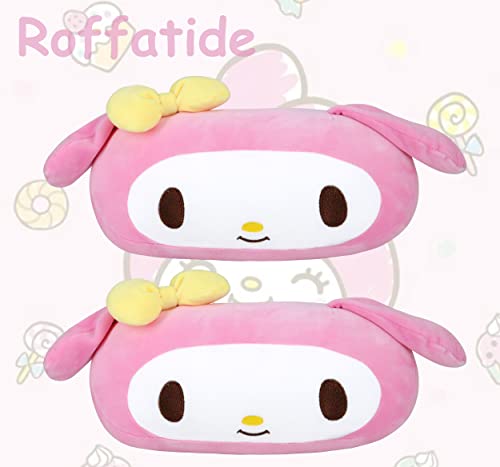  Roffatide Anime My Melody Car Neck Pillow 2 PCS Plush Auto Head Neck Rest Cushion For Chairs, Recliners, Driving Seats