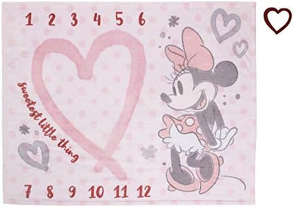  Disney Princess Pink, Aqua, Yellow & White Super Soft Milestone Baby Blanket, Pink, Aqua, Yellow, White