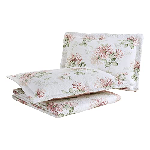  Laura Ashley Home - Queen Quilt Set, Cotton Reversible Bedding With Matching Shams, Home Decor Ideal For All Seasons (Honeysuckle Pink, Queen)