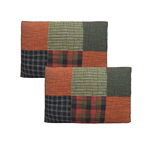  King Bedding Set - 3 Piece - Woodland Square Cotton Lodge Quilt Set With King Quilt And Two King Pillow Shams - Machine Washable