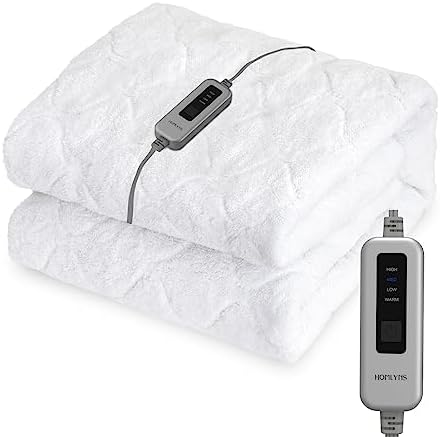  HOMLYNS Electric Heated Mattress Pad King Size Dual Control 4 Heating Levels 10H Timer,Sherpa Quilted Zoned Heating Mattress Pads Machine Washable ETL Certified,15" Deep (78x80)