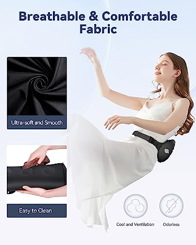  BLABOK Reduce Lower Back Pain While Traveling Get Lumbar Support Pillow For Airplane With Inflatable Lumbar Pillow (Black-C1)