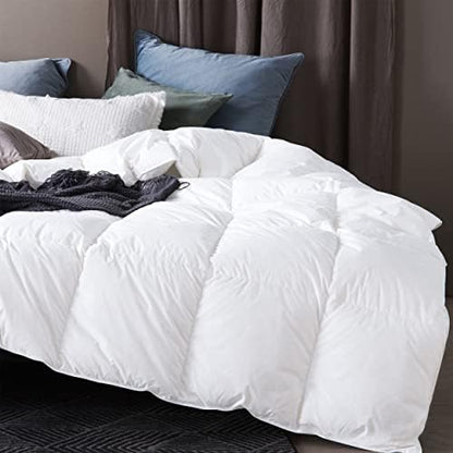  White Goose Down Feathers Comforter All Season Duvet Insert King Size Down Quilt, 100% Cotton With 8 Corner Tabs,700+ Fill Power