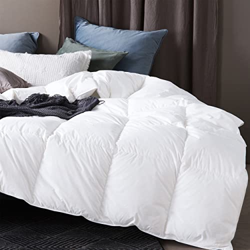  White Goose Down Feathers Comforter All Season Duvet Insert King Size Down Quilt, 100% Cotton With 8 Corner Tabs,700+ Fill Power