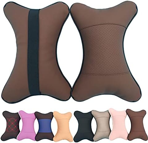  Yuhuru Car Neck Pillows Both Side Pu Leather 2pieces Pack Headrest Fit For Most Cars Universal Heatrests Pillow For Home And Office Chair (Black)