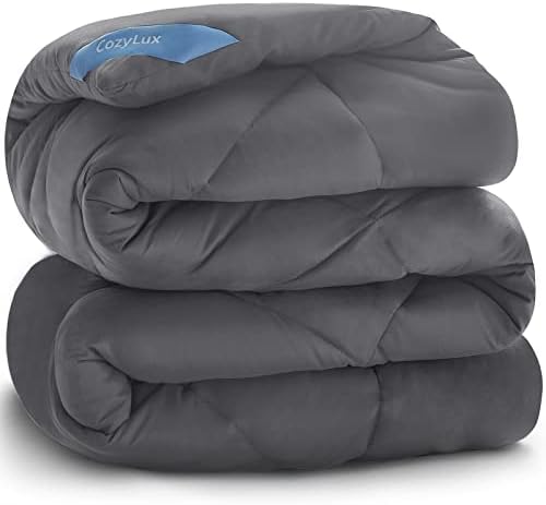  CozyLux Queen Size Bedding Comforter Duvet Insert - Quilted White Comforters With Corner Tabs, 1800 Series Soft Siliconized Fiberfill All Season Down Alternative Bed Comforter - Box Stitched