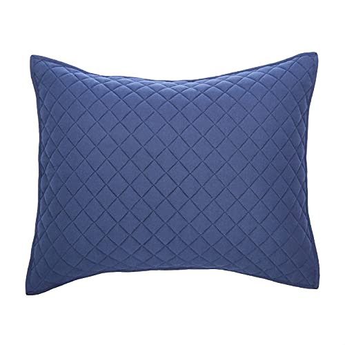 Amazon Basics Cotton Jersey Quilt And Sham Bed Set, Down-Alternative Quilt - Twin/Twin XL, Navy Blue