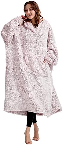  HORIMOTE HOME Cozy Sherpa Wearable Blanket Hoodie Mother S Day Gifts For Mom Gift Idea,Hooded Snuggle Blanket,Oversized Blanket Sweatshirt-Super Warm Light Weight, Pink