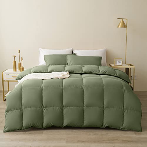  Oft Comforter Queen Size-Lightweight Down Alternative Comforter Duvet Insert With 8 Corner Tabs-Fluffy Breathable Box Stitched Reversible Comforter(Dark Green, Queen)