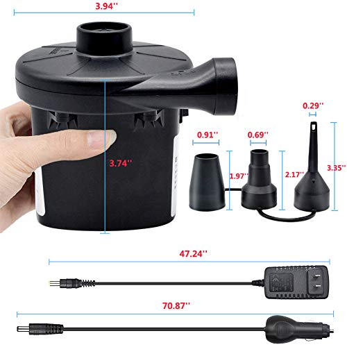  Electric Pump For Inflatables, Portable Air Pump With 3 Nozzles For Air Mattress Inflatable Pool Float