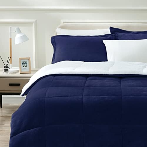  ART DEMO Home Sherpa Fleece All Season Ultra Soft Hypoallergenic Comforter Bed Set With Pillow Shams For Dorm, 2 Piece, Twin Size, Sage Green (SHPA-TWN-SG)