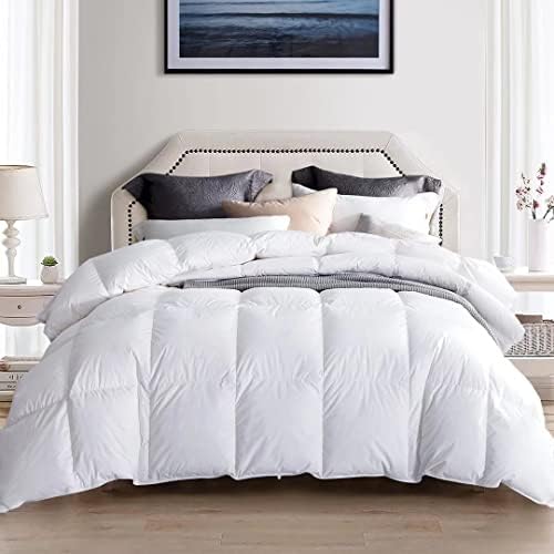  Goose Down Comforter Queen Size,Medium Weight Duvet Insert For All Season,38OZ,650 Fill Power,100% Cotton With Corner Tabs,Grey…