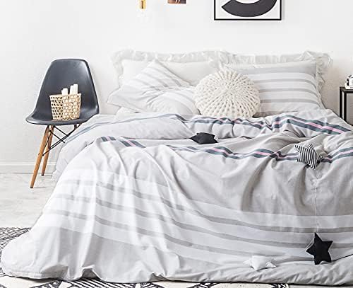  White Celestial Duvet Cover Queen 100% Cotton Cute Planet Duvet Cover 3 Pieces Set 1 Galaxy Star Pattern Duvet Cover With Zipper Ties 2 Pillowcases Luxury Soft Celestial Bedding Set Durable