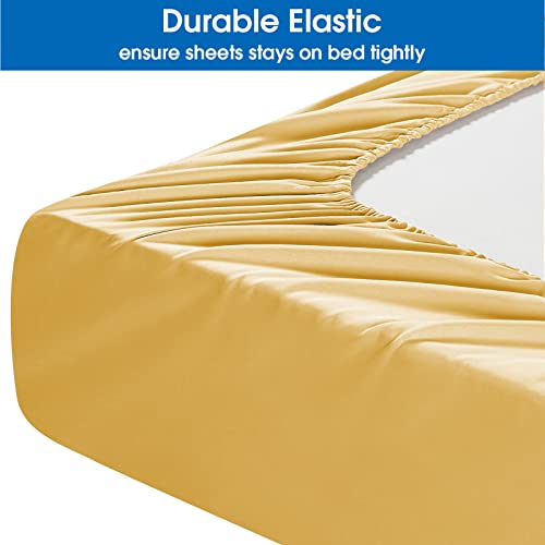  HOMEIDEAS 4 Piece Bed Sheets Set (Queen, Gold), 1800 Bedding Soft Brushed Microfiber Luxury Sheets, Deep Pockets, Easy Care, Wrinkle & Fade Free