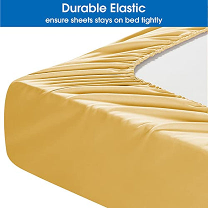  HOMEIDEAS 4 Piece Bed Sheets Set (Queen, Gold), 1800 Bedding Soft Brushed Microfiber Luxury Sheets, Deep Pockets, Easy Care, Wrinkle & Fade Free