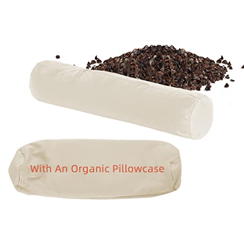  USlixury Adjustable Buckwheat Pillow - Bolster Pillow With An Organic Pillow Cover(17x4 In), Cervical Neck Support Pillow For Neck Pain Relief, Breathable Cooling Pillow For Back And Side Sleepers