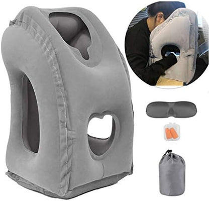 Inflatable Travel Pillow For Airplane, Inflatable Neck Air Pillow For Sleeping To Avoid Neck And Shoulder Pain, Comfortably Support Head, Neck And Lumbar, Used For Airplane, Car, Bus And Office (Grey)