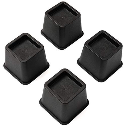  HOME COMPOSER 3 Inch Bed Risers Set Of 4, Heavy Duty Stackable Furniture Risers Lifters For Beds, Sofa, Tables And Chairs, Black Bed Elevator With 2.8" Square Recess