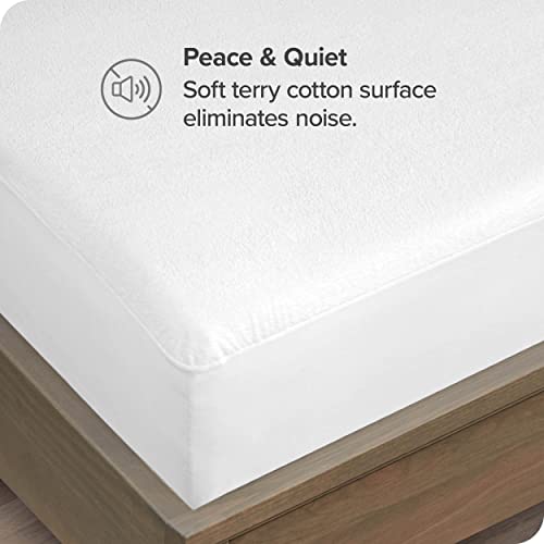  Queen Size Mattress Protector - Premium 100% Waterproof Mattress Protector - Vinyl Free - Cooling Mattress Protector (Queen, White)