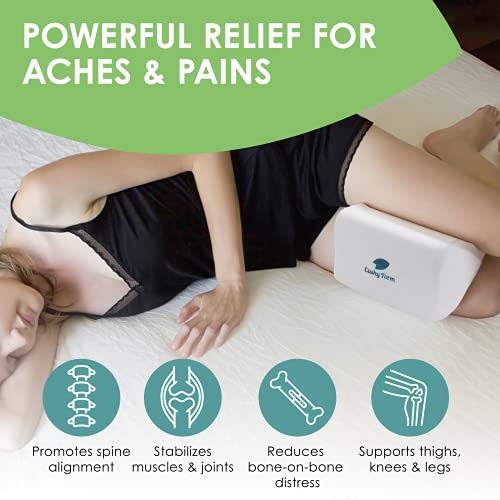  Cushy Form Knee Pillow For Side Sleepers - Standard Orthopedic Wedge Leg Pillow For Sleeping And Hip & Lower Back Pain - Contour Memory Foam Cushion For Pregnancy, Washable Cover & Travel Bag, White
