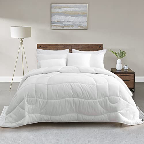  Oaken-Cat Down Alternative Comforter, All Seasons Ergonomic Full/Queen Bed Comforter - Ultra-Soft Plush Cloud Fluffy Microfiber Quilted Medium Warm Duvet Insert, White