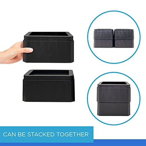  DuraCasa 3 Inch Bed Risers - Heavy-Duty Couch/Furniture Risers, Stackable, Fits Up To 5.5 Inch Bed Leg, Creates An Additional 3 Inches Of Height Or Storage! Table Or Sofa Riser (4, 3 Inch Black)