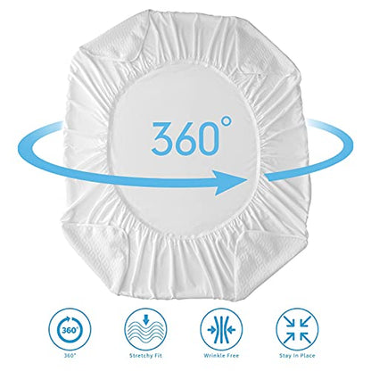  RDICOEUR Premium Full Size Mattress Protector Waterproof, Hypoallergenic Mattress Cover, Fitted Sheet Style, 16 Inch Deep Pocket