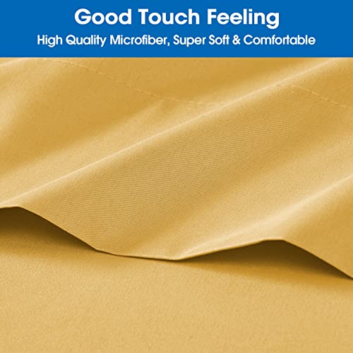  HOMEIDEAS 4 Piece Bed Sheets Set (Queen, Gold), 1800 Bedding Soft Brushed Microfiber Luxury Sheets, Deep Pockets, Easy Care, Wrinkle & Fade Free