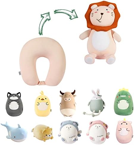  Stocaggio 2-in-1 Travel Pillow For Kids - Soft And Adorable Animals Plush That Converts Into A U-Shaped Neck Pillow For Ultimate Comfort During Airplane, Car, Train, Or Bus Trip - Unicorn