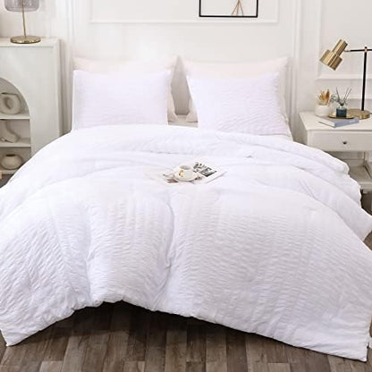  YOZEN Sage Green Queen Seersucker Comforter Set (90x90 Inch), 3 Pieces Textured Comforter With 2 Pillowcases, Soft Lightweight Microfiber Down Alternative Bedding Set For All Season