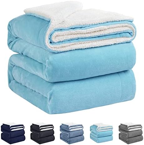  Sherpa Fleece Bed Blankets,Queen Size Super Soft And Warm,Thick Plush Cozy Fuzzy Luxurious Double Reversible Winter Throw,Couch Velvet Blanket,Royal Blue 90inch X 90inch