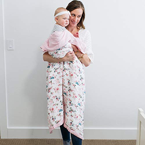  GRACED SOFT LUXURIES Softest Gentle Large Muslin Quilt, 47" X 47" Muslin Baby Receiving Blanket (Pastel Floral)