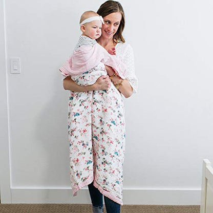  GRACED SOFT LUXURIES Softest Gentle Large Muslin Quilt, 47" X 47" Muslin Baby Receiving Blanket (Pastel Floral)
