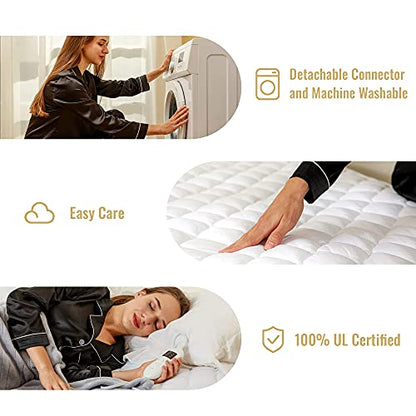  Heated Mattress Pad King Size Adjustable Zone Heating With 8 Heat Settings Controller Quilted Electric Mattress Pad Fit Up To 21 Inch