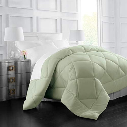  Italian Luxury Full/ Queen Size Comforter - 2100 Series Blanket, Down Alternative Insert W/ Corner Tabs - Home Bedding - 89"x89" White