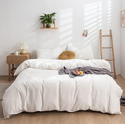  Burnt Orange Duvet Cover Twin Size, 100% Washed Cotton Duvet Cover Set Solid Orange Bedding Set Lightweight Comforter Cover 3 Pieces With Zipper Closure, 1 Duvet Cover 68x90 Inches And 2 Pillow Shams