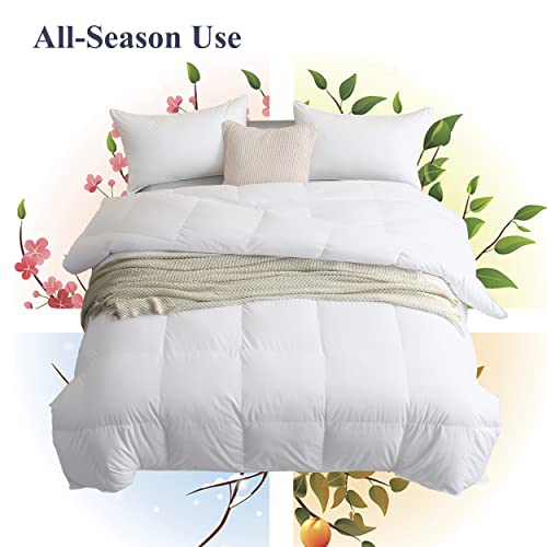  SNOWMAN Fluffy Down Comforter, Queen Size Duvet Insert With Durable Tactile Fabric Shell, 8 Duvet Ties And 3D Baffle Box Stitching, Pleasant To Touch And Easy To Care (Queen, 90x90 Inches)