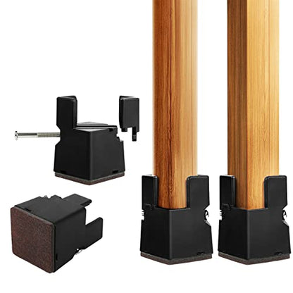  INFTYLE 4 PCS Adjustable Bed Risers 2 Inch, Black Chair Risers With Screw Clamp, Heavy Duty Sofa Tables Furniture Risers Fit For Square/Round Furniture Leg Diameters 0.8-1.6 Inch, Supports 5000 Lbs