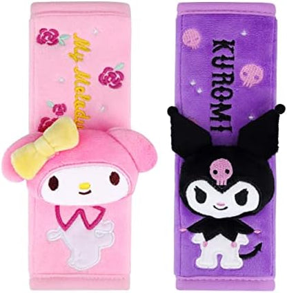  Roffatide Anime My Melody Car Neck Pillow 2 PCS Plush Auto Head Neck Rest Cushion For Chairs, Recliners, Driving Seats